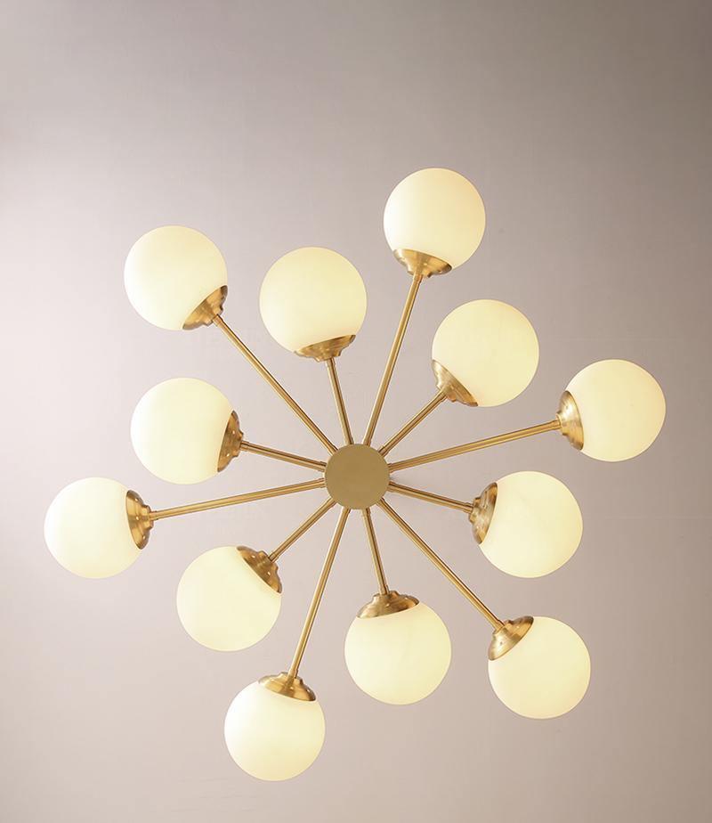 Lustra Chandelier Brass Opal Glass - Letslighting