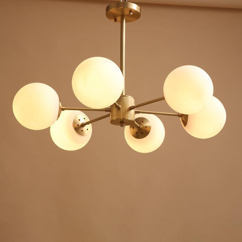 Lustra Chandelier Brass Opal Glass - Letslighting