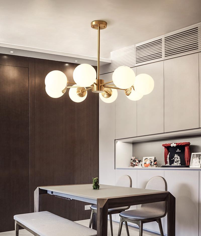 Lustra Chandelier Brass Opal Glass - Letslighting