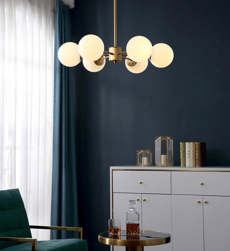 Lustra Chandelier Brass Opal Glass - Letslighting