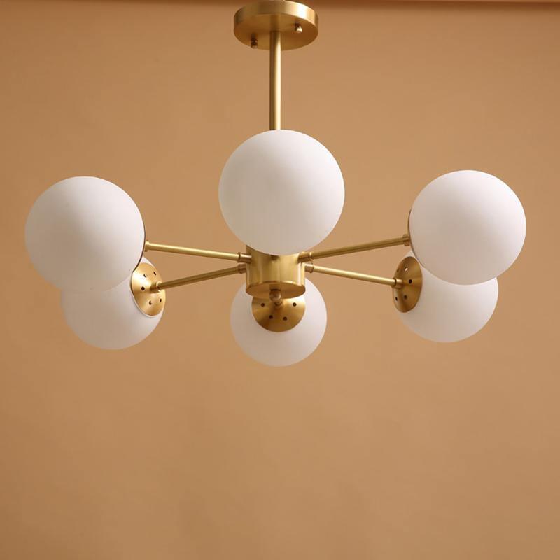 Lustra Chandelier Brass Opal Glass - Letslighting