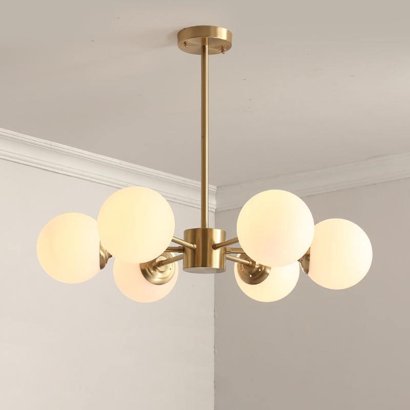 Lustra Chandelier Brass Opal Glass - Letslighting