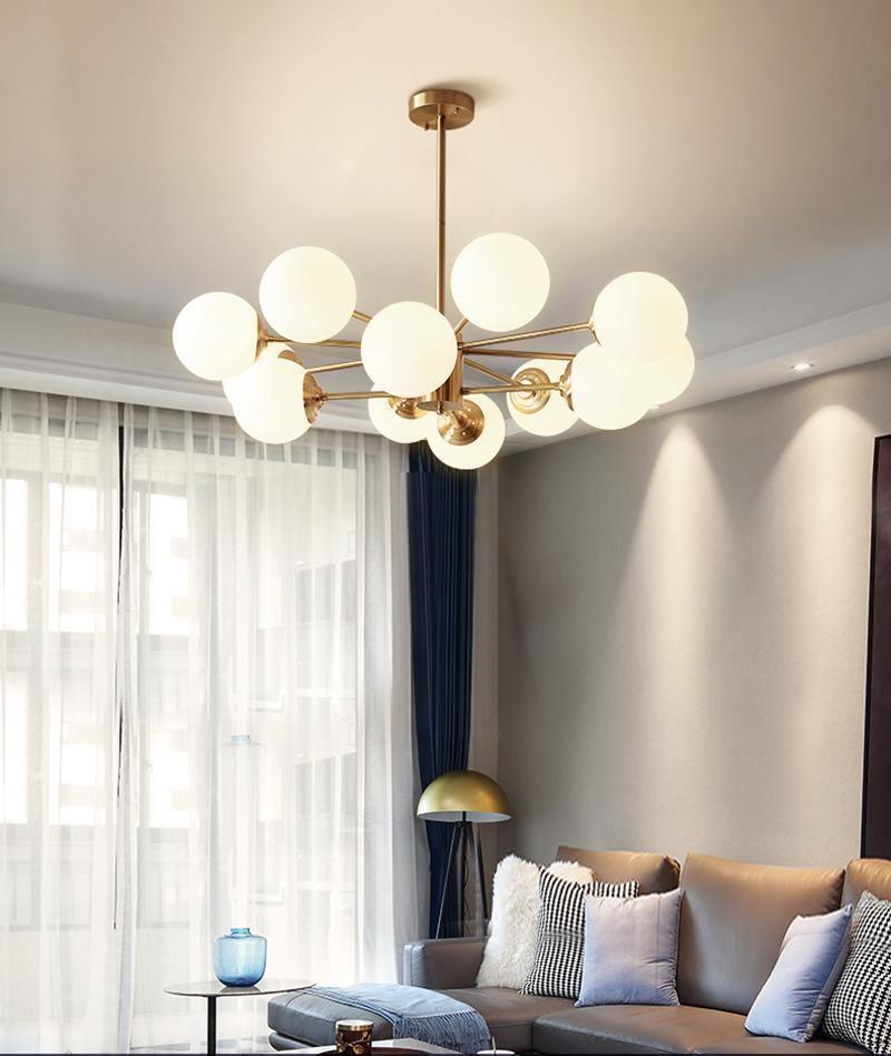 Lustra Chandelier Brass Opal Glass - Letslighting