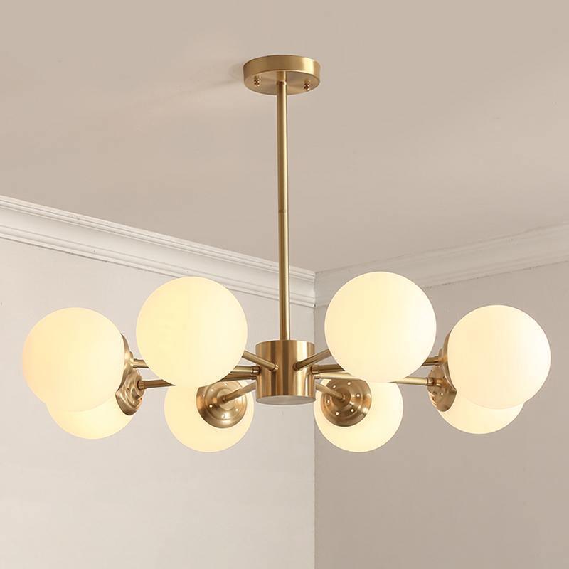 Lustra Chandelier Brass Opal Glass - Letslighting