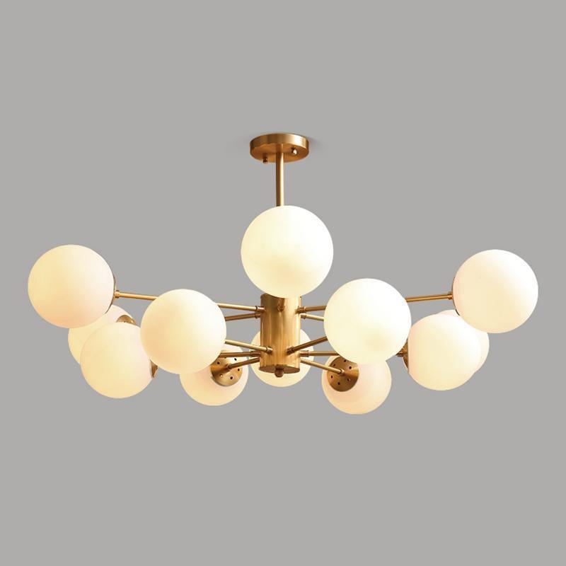 Lustra Chandelier Brass Opal Glass - Letslighting