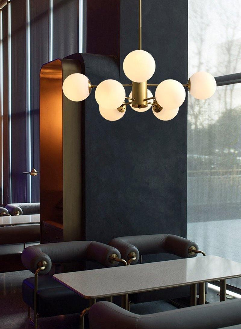 Lustra Chandelier Brass Opal Glass - Letslighting