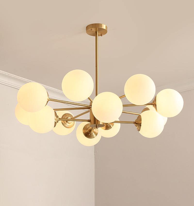 Lustra Chandelier Brass Opal Glass - Letslighting