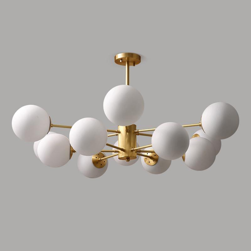 Lustra Chandelier Brass Opal Glass - Letslighting