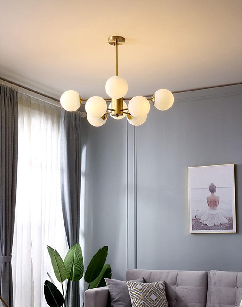 Lustra Chandelier Brass Opal Glass - Letslighting