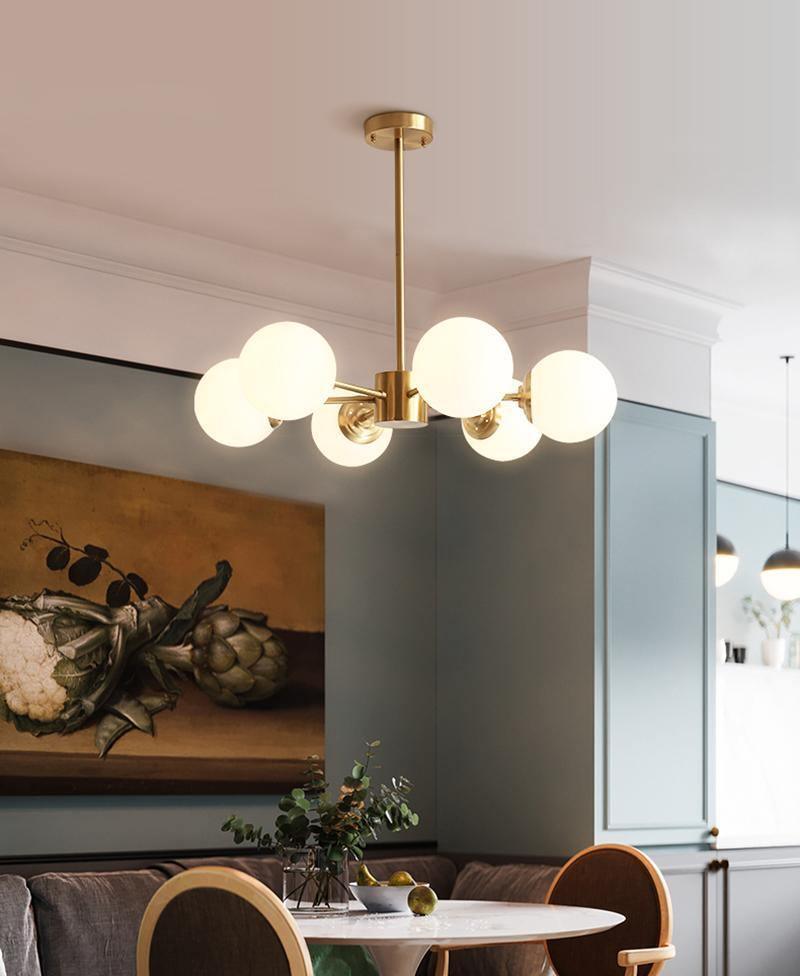 Lustra Chandelier Brass Opal Glass - Letslighting