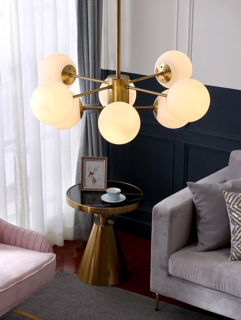Lustra Chandelier Brass Opal Glass - Letslighting
