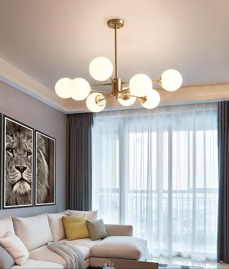 Lustra Chandelier Brass Opal Glass - Letslighting