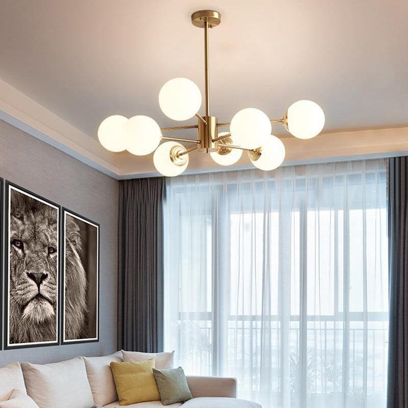 Lustra Chandelier Brass Opal Glass - Letslighting