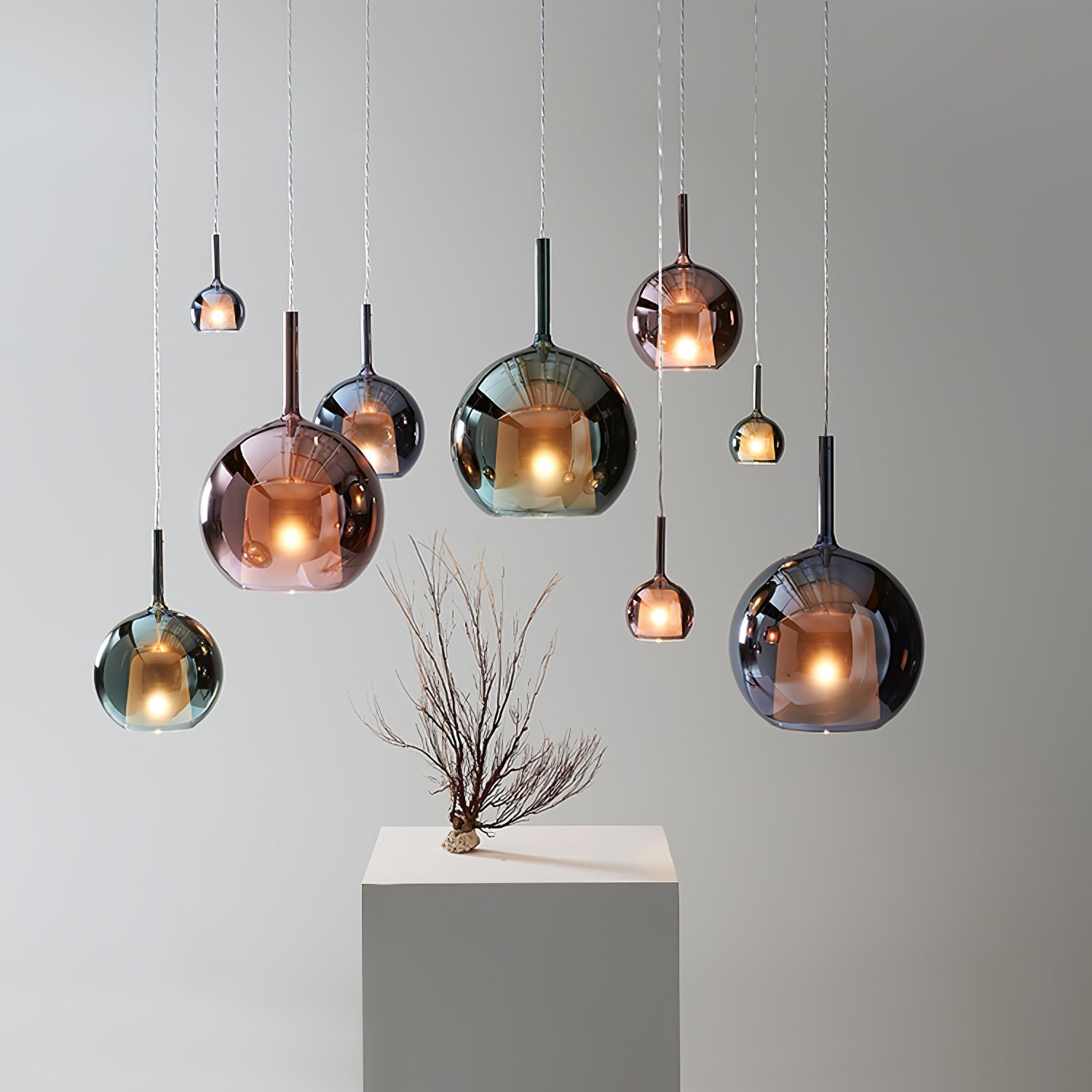 Lustra Pendant Lamp Smoked Glass Round - Letslighting