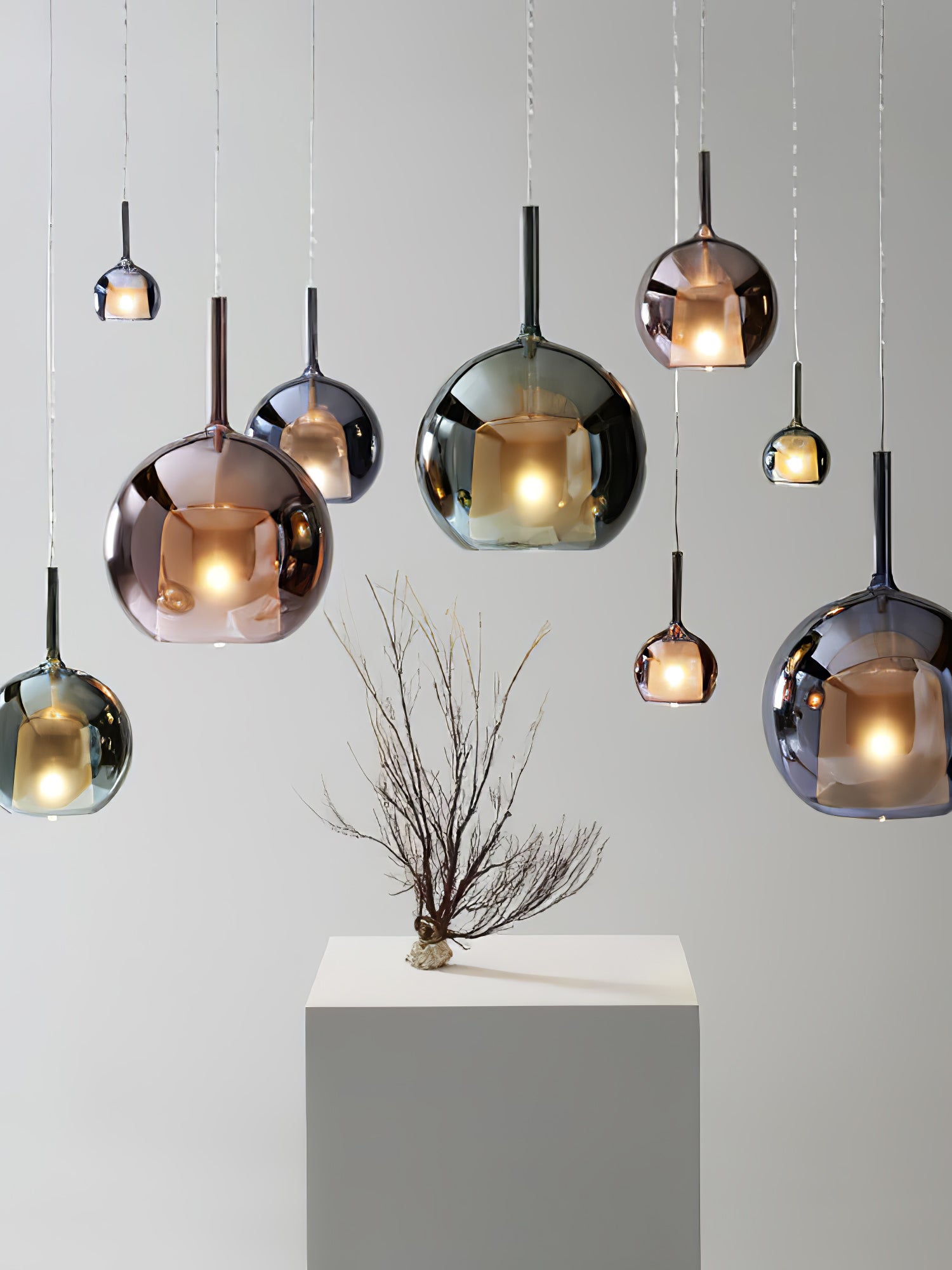 Lustra Pendant Lamp Smoked Glass Round - Letslighting