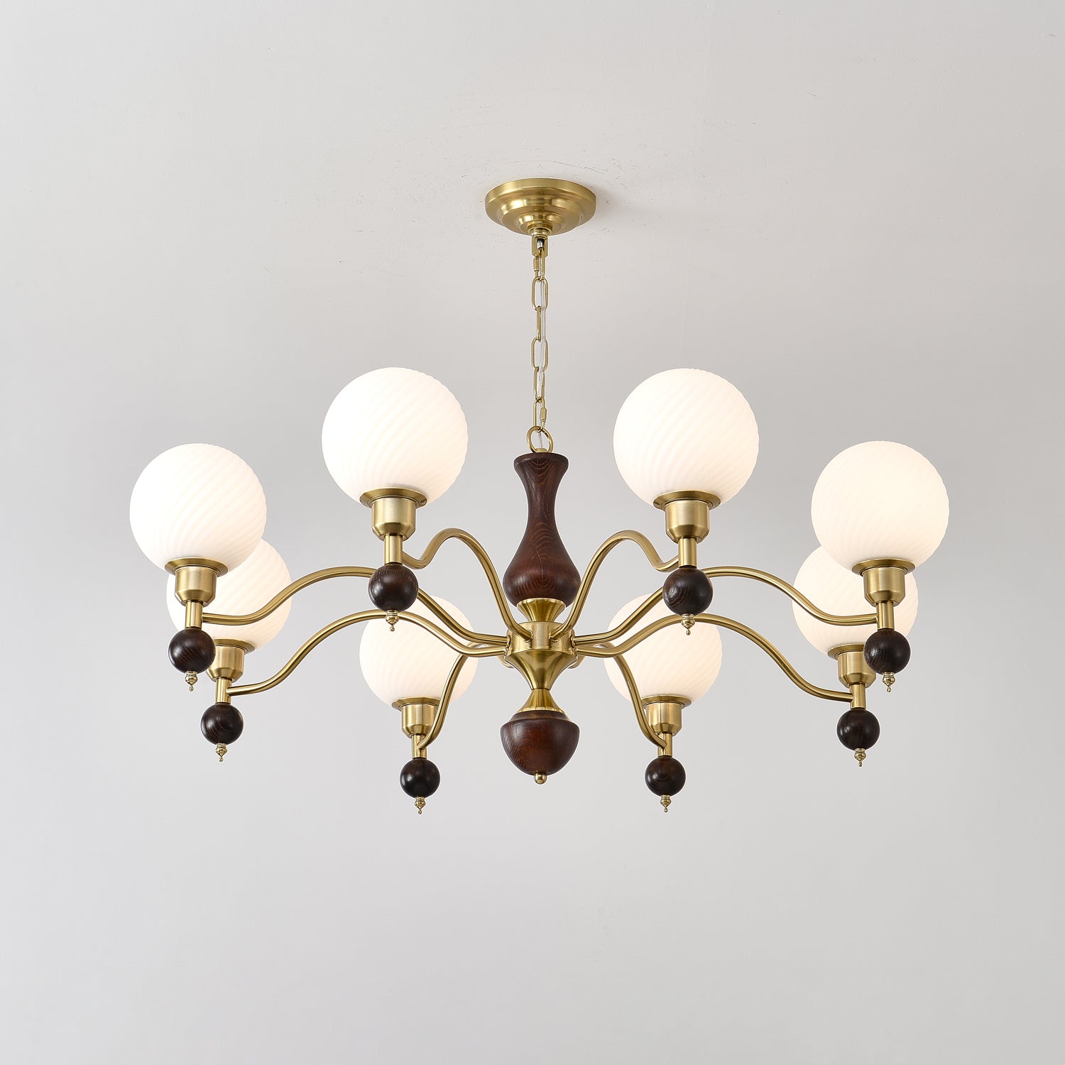 Aurora Globe Orb Walnut Chandelier - Letslighting
