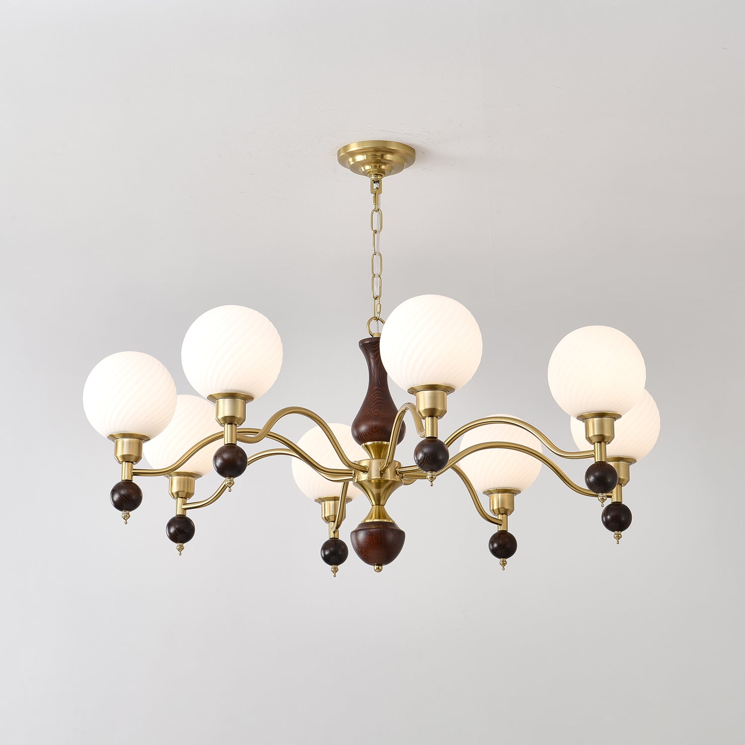 Aurora Globe Orb Walnut Chandelier - Letslighting