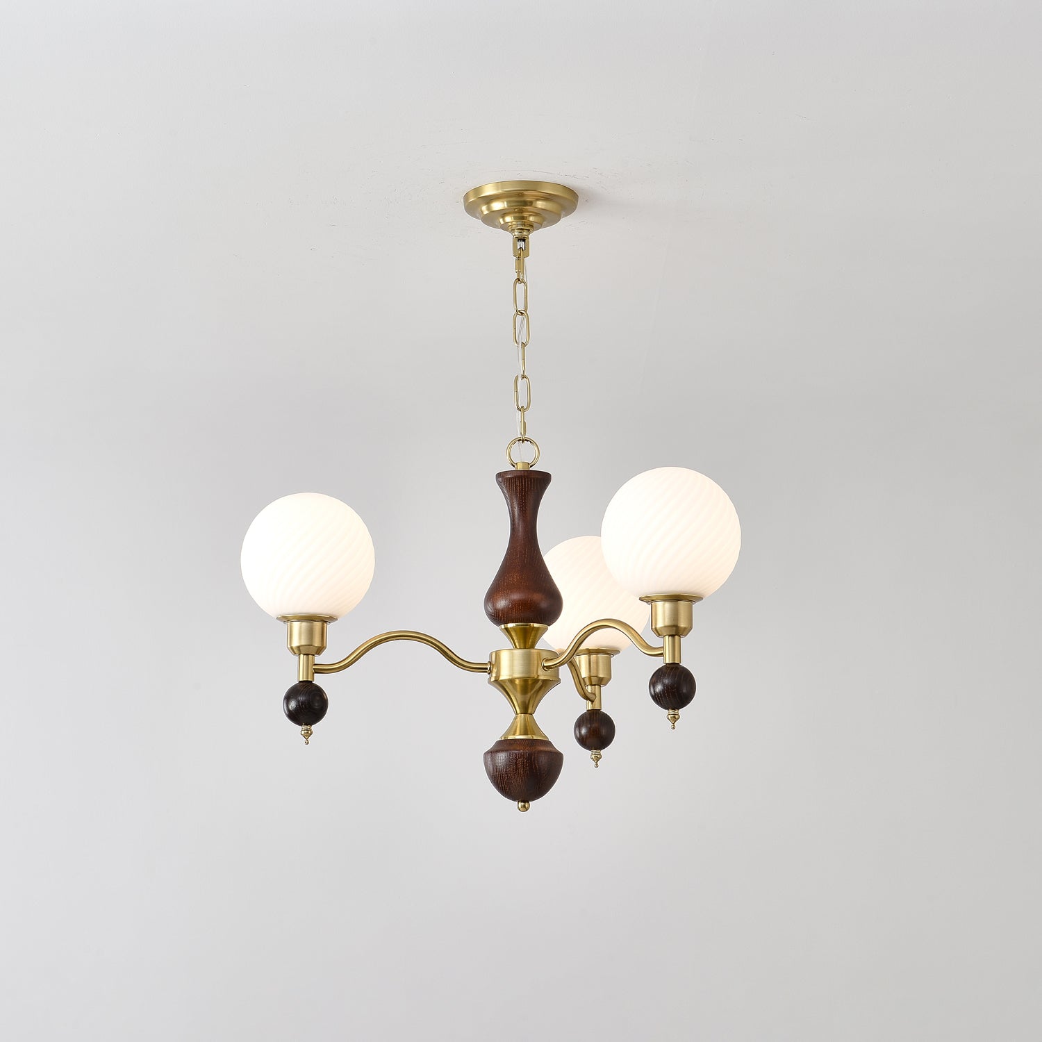 Aurora Globe Orb Walnut Chandelier - Letslighting