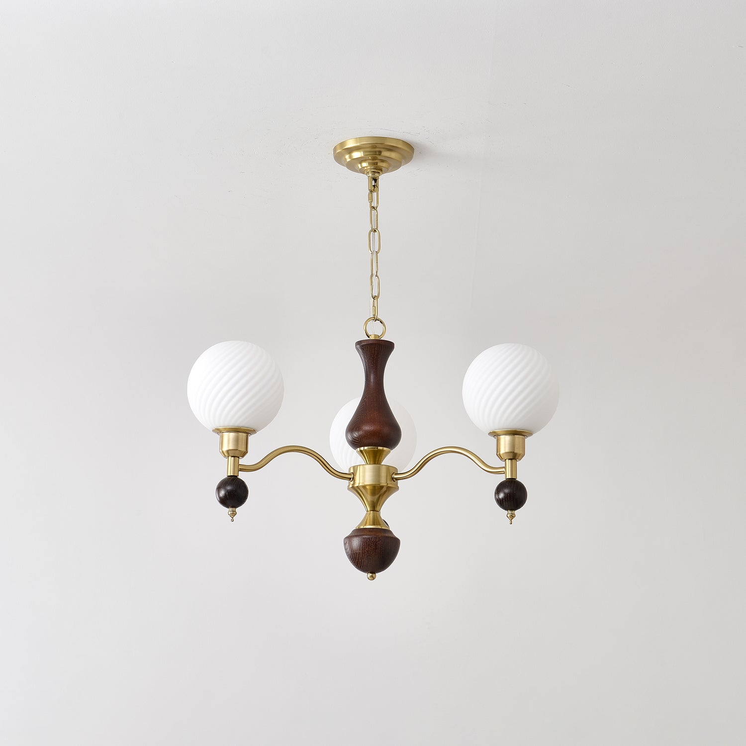 Aurora Globe Orb Walnut Chandelier - Letslighting