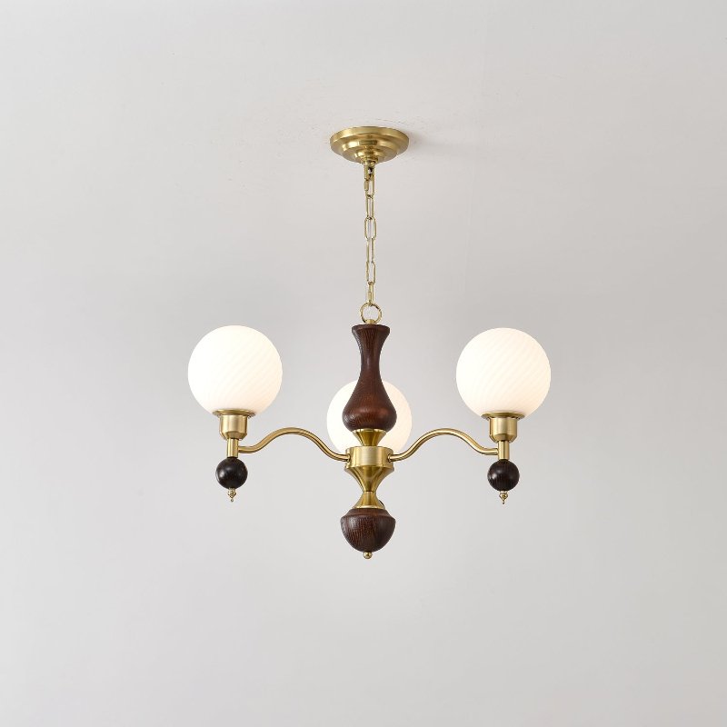 Aurora Globe Orb Walnut Chandelier - Letslighting
