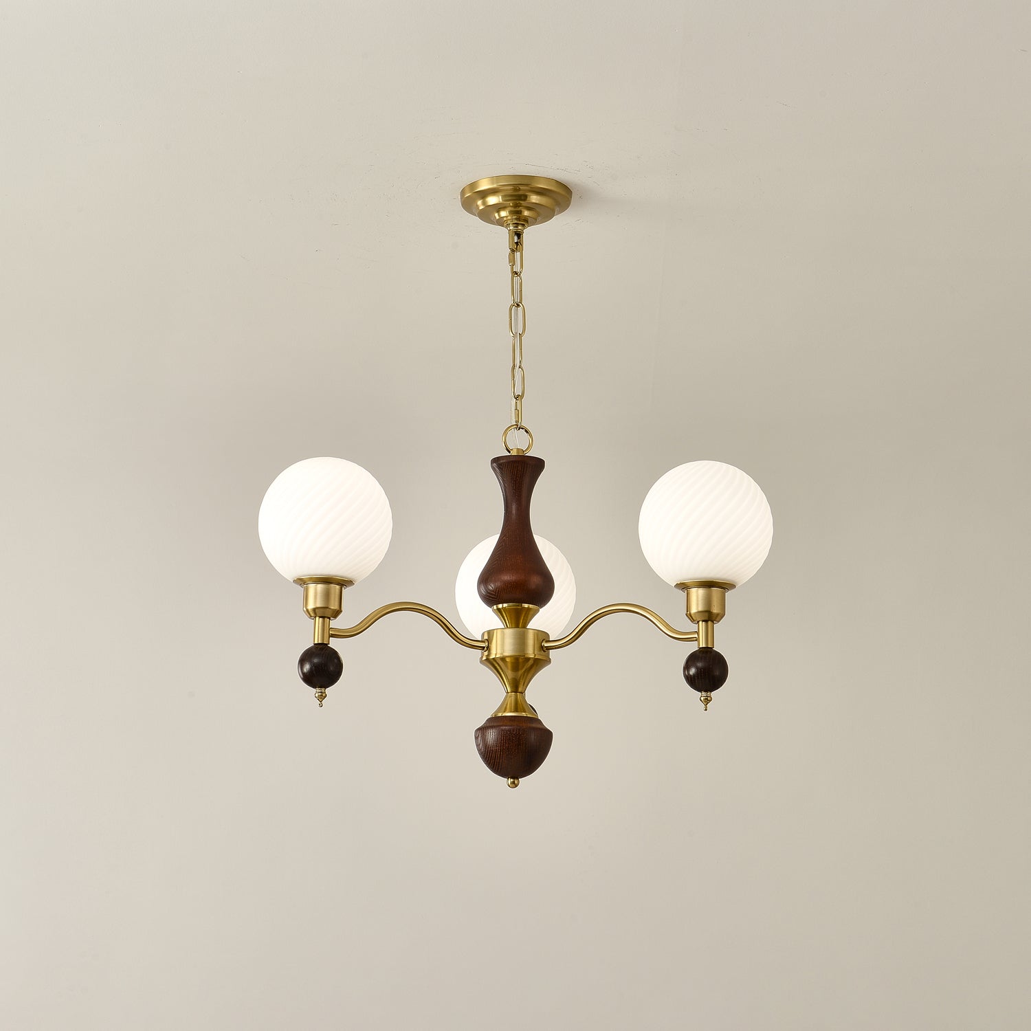 Aurora Globe Orb Walnut Chandelier - Letslighting