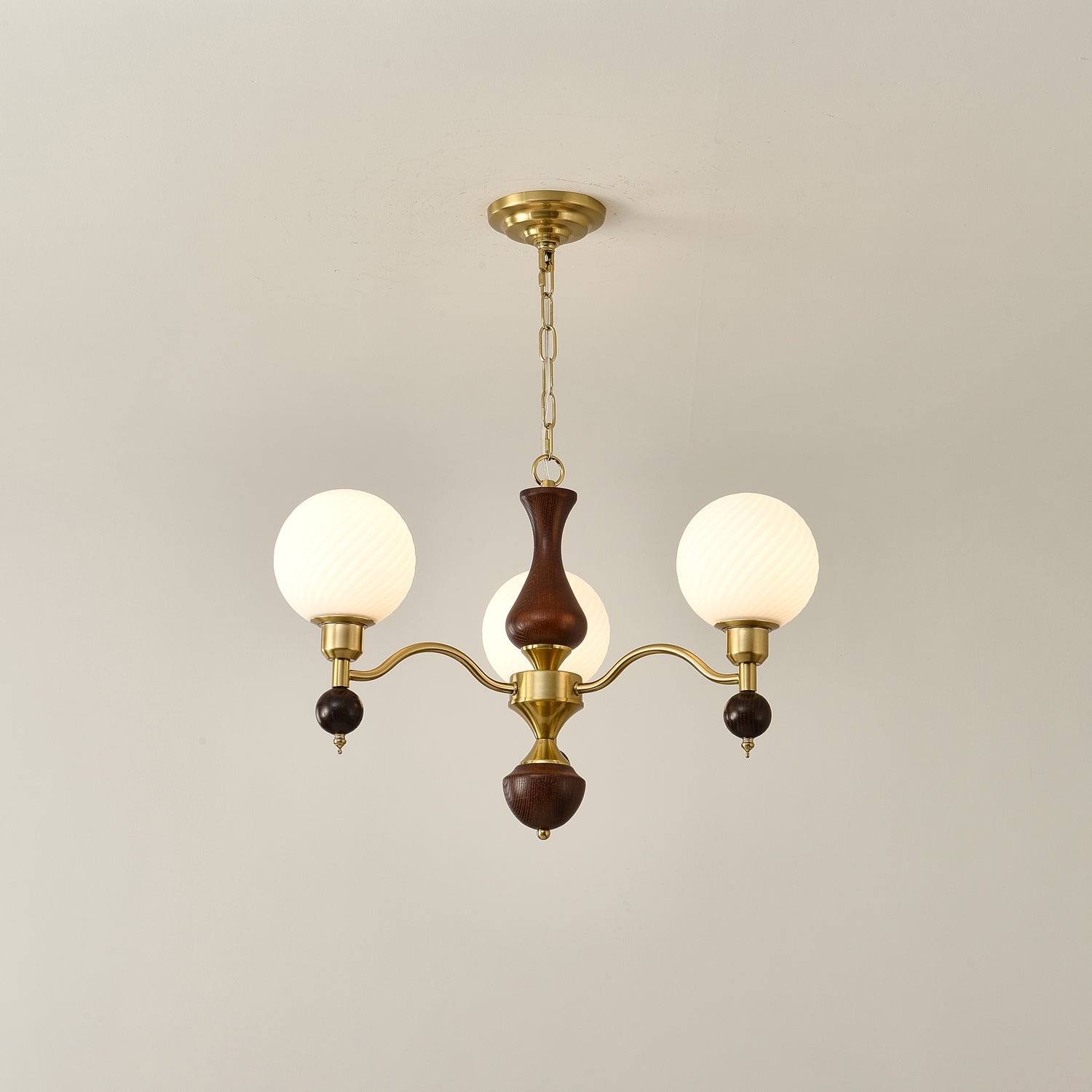 Aurora Globe Orb Walnut Chandelier - Letslighting