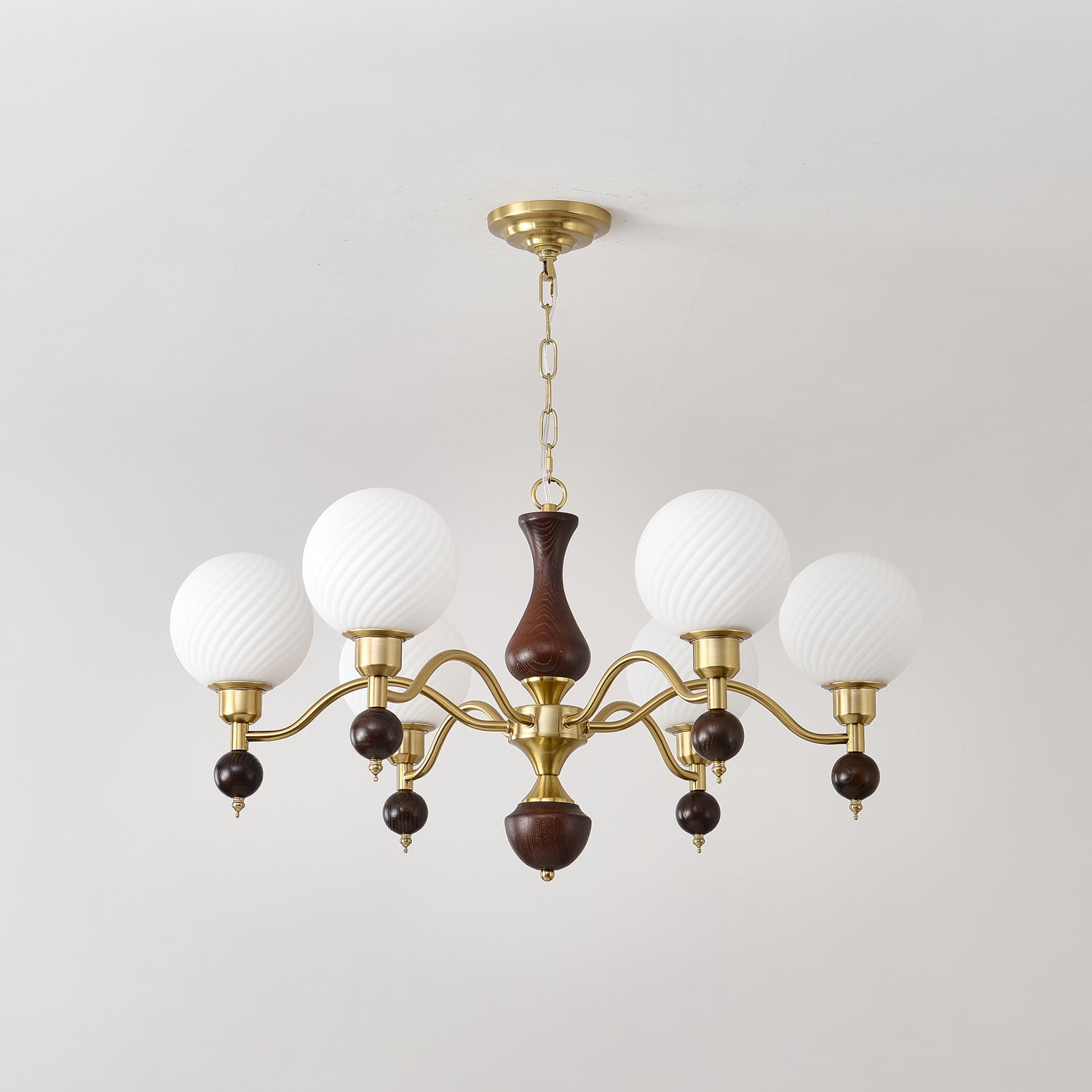 Aurora Globe Orb Walnut Chandelier - Letslighting