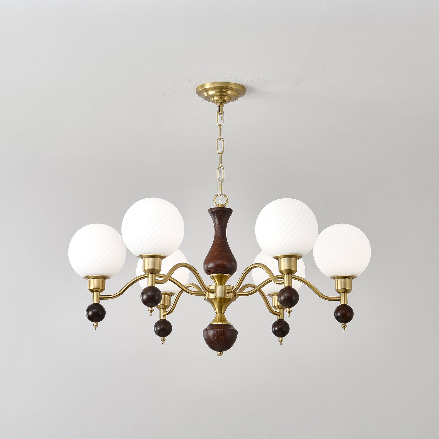 Aurora Globe Orb Walnut Chandelier - Letslighting
