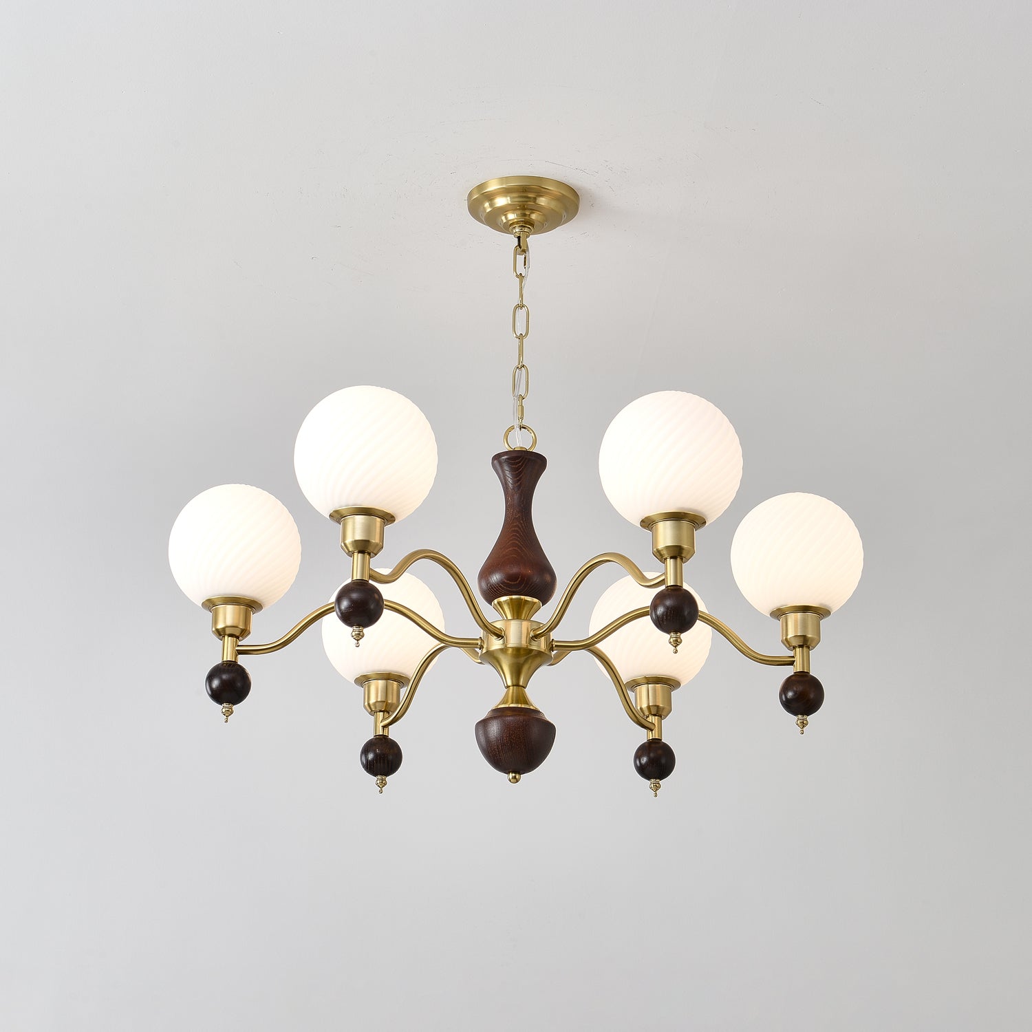 Aurora Globe Orb Walnut Chandelier - Letslighting