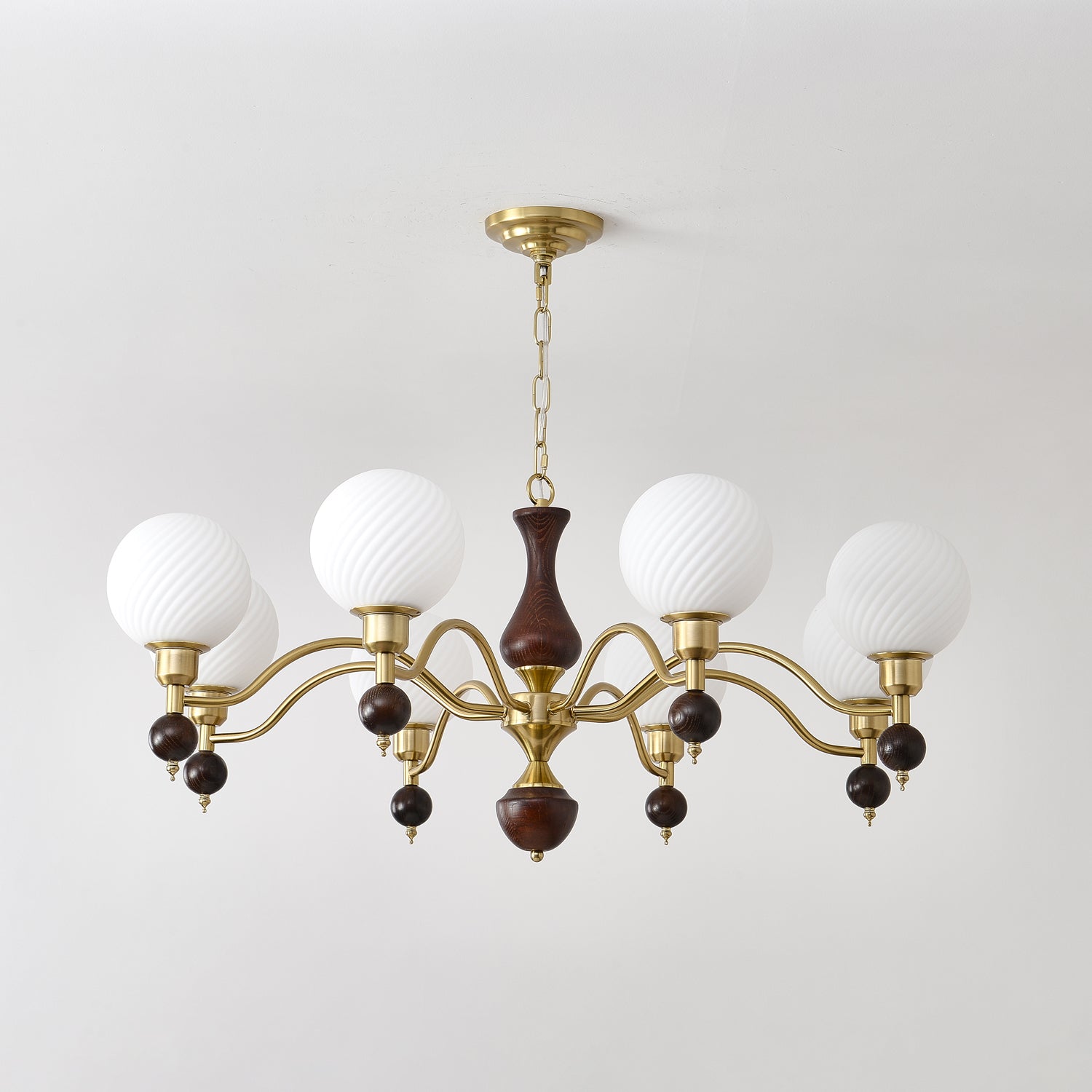 Aurora Globe Orb Walnut Chandelier - Letslighting