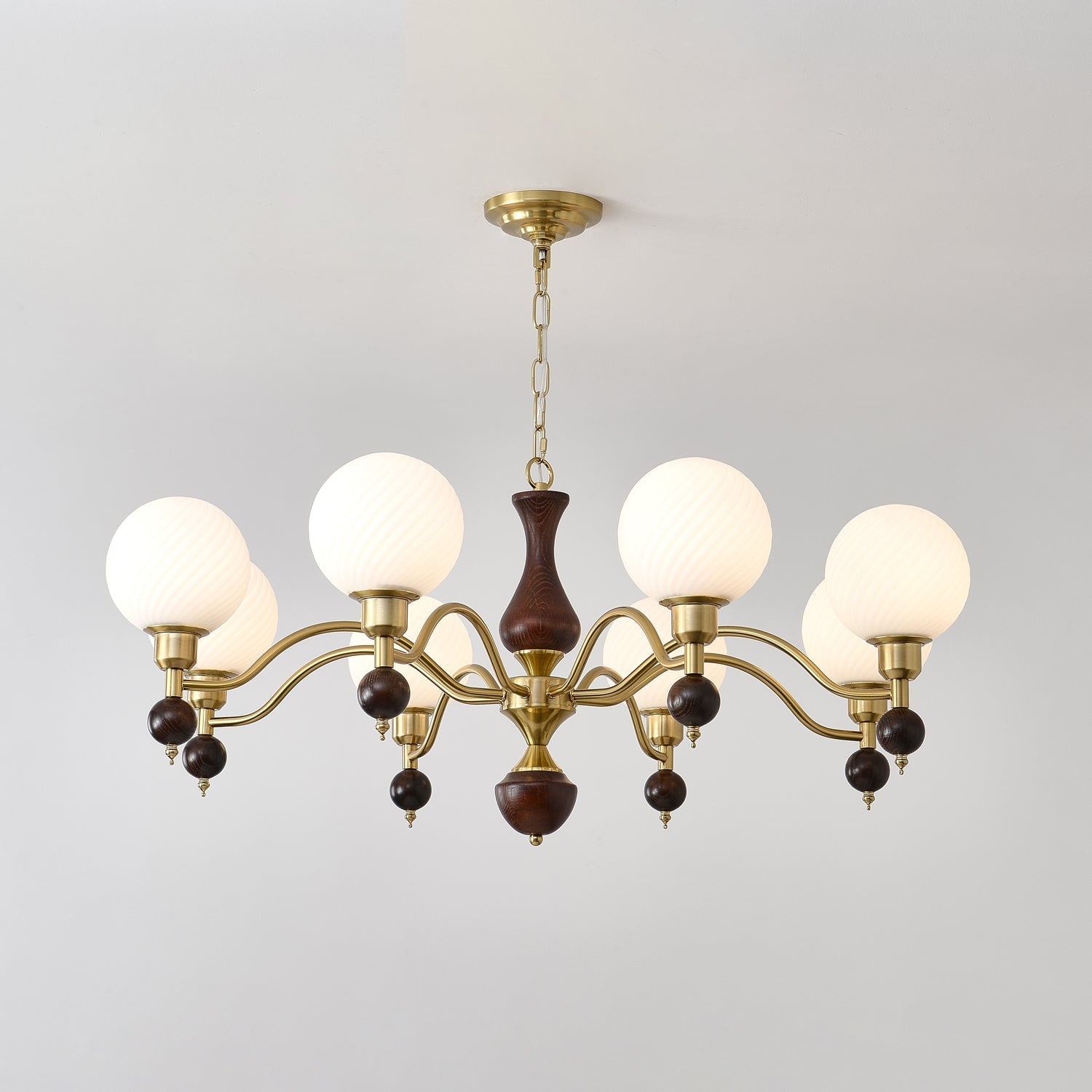 Aurora Globe Orb Walnut Chandelier - Letslighting