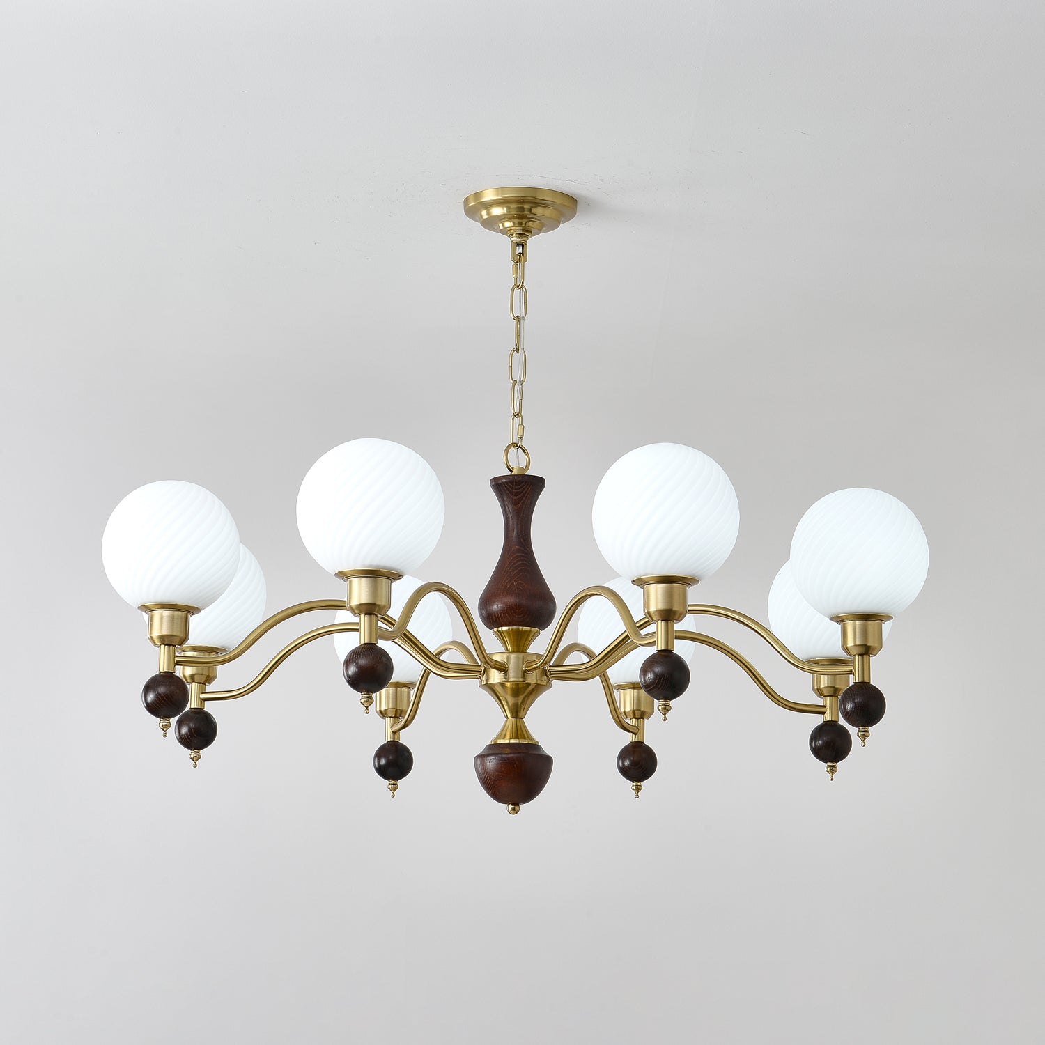 Aurora Globe Orb Walnut Chandelier - Letslighting