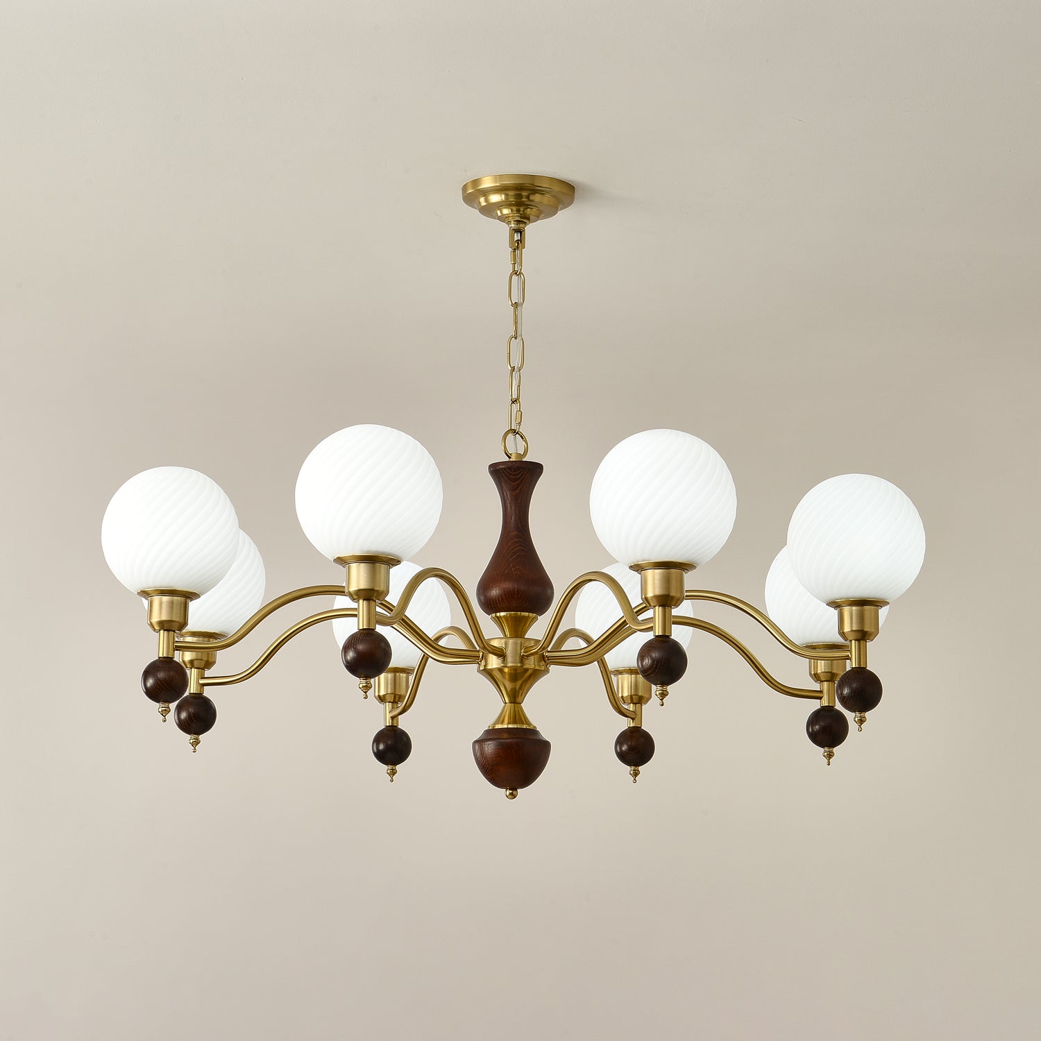 Aurora Globe Orb Walnut Chandelier - Letslighting