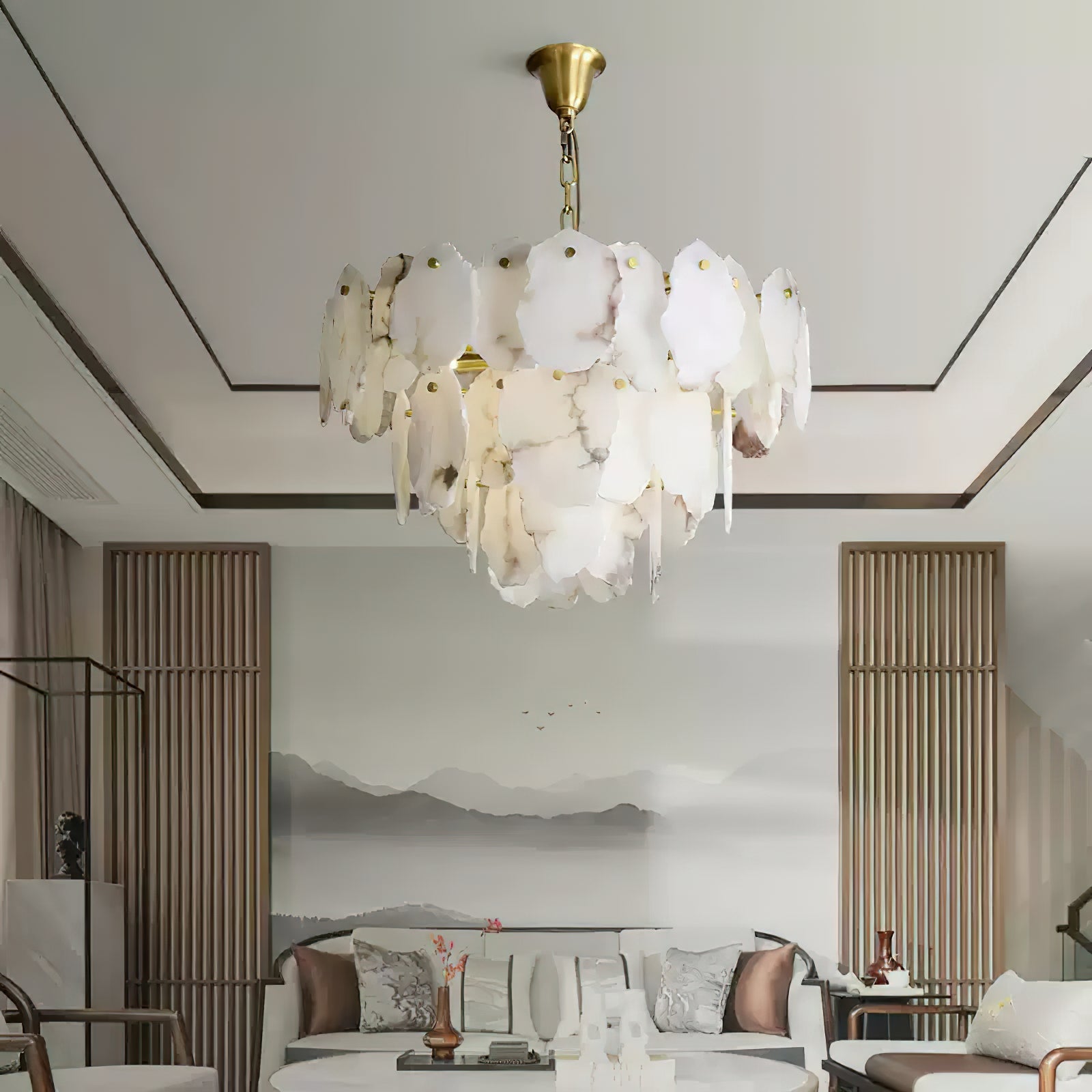 Gloire Individual Creativity Brass Alabaster Chandelier - Letslighting