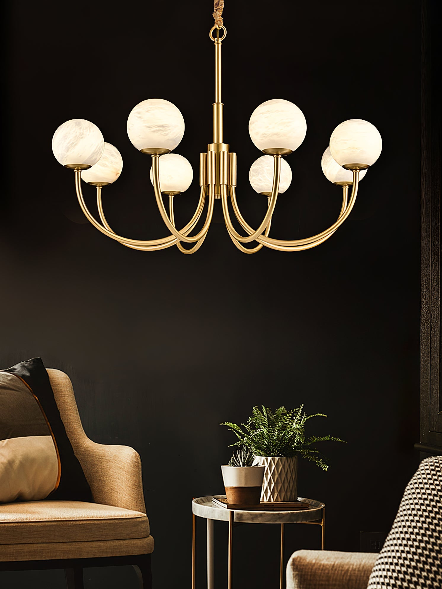 Round Wall Lamp Alabaster Plug-In Trio - Letslighting