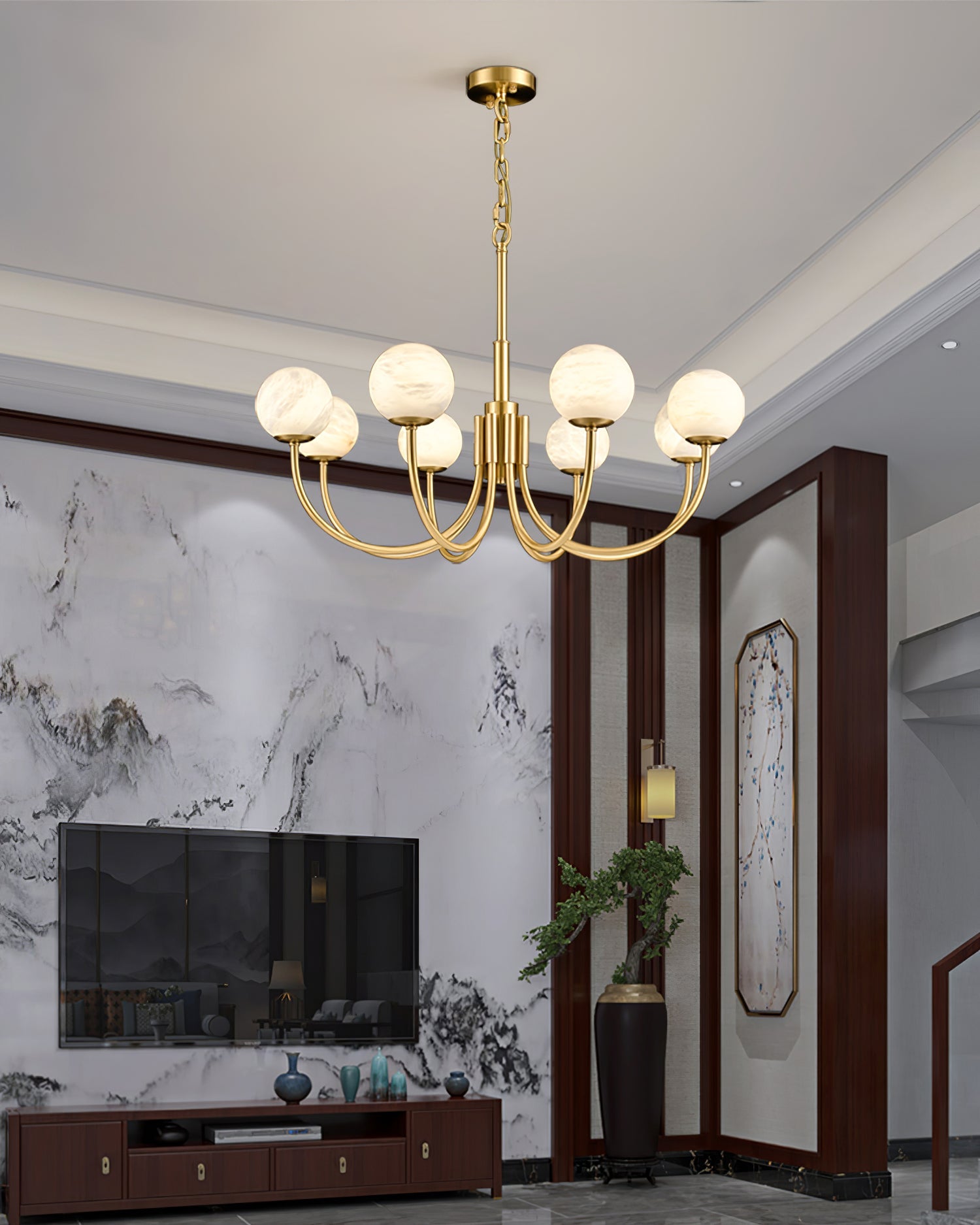 Round Wall Lamp Alabaster Plug-In Trio - Letslighting