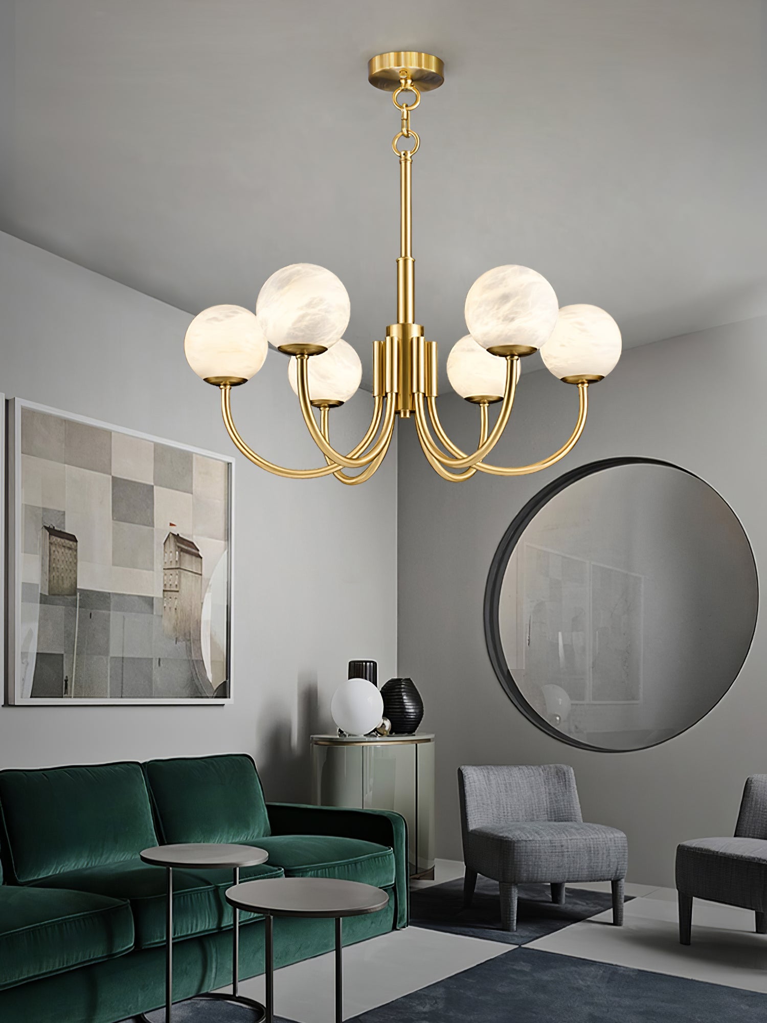 Round Wall Lamp Alabaster Plug-In Trio - Letslighting