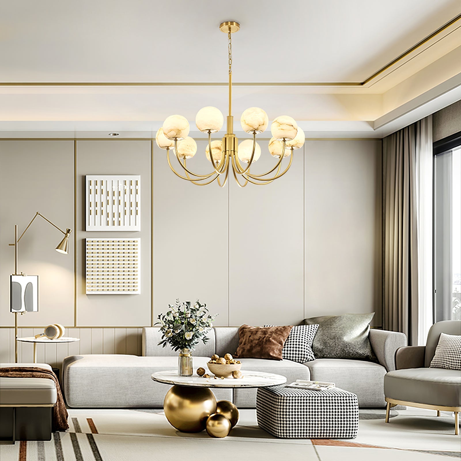 Round Wall Lamp Alabaster Plug-In Trio - Letslighting