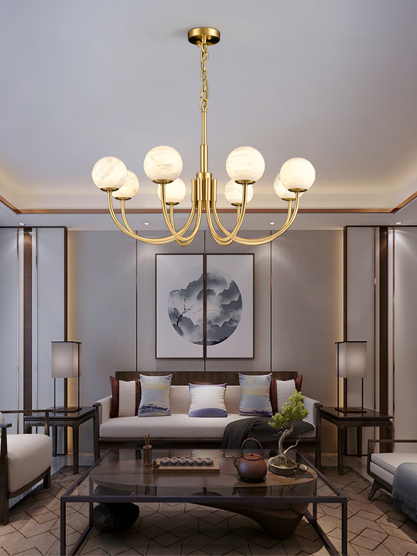 Round Wall Lamp Alabaster Plug-In Trio - Letslighting