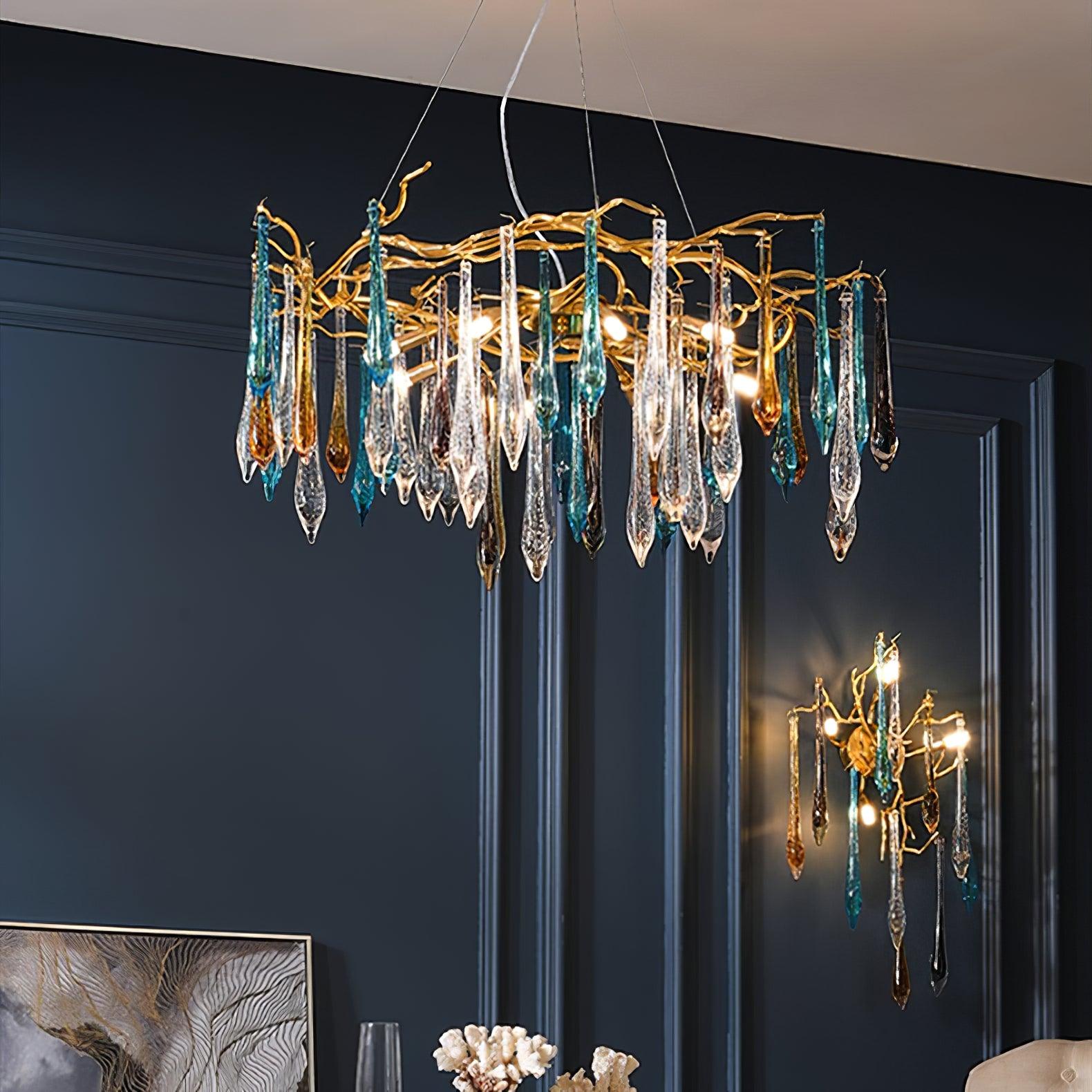 Aurora Chandelier Teardrop Glass Luxe - Letslighting