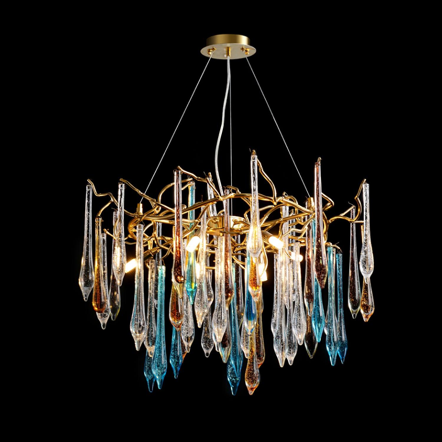 Aurora Chandelier Teardrop Glass Luxe - Letslighting