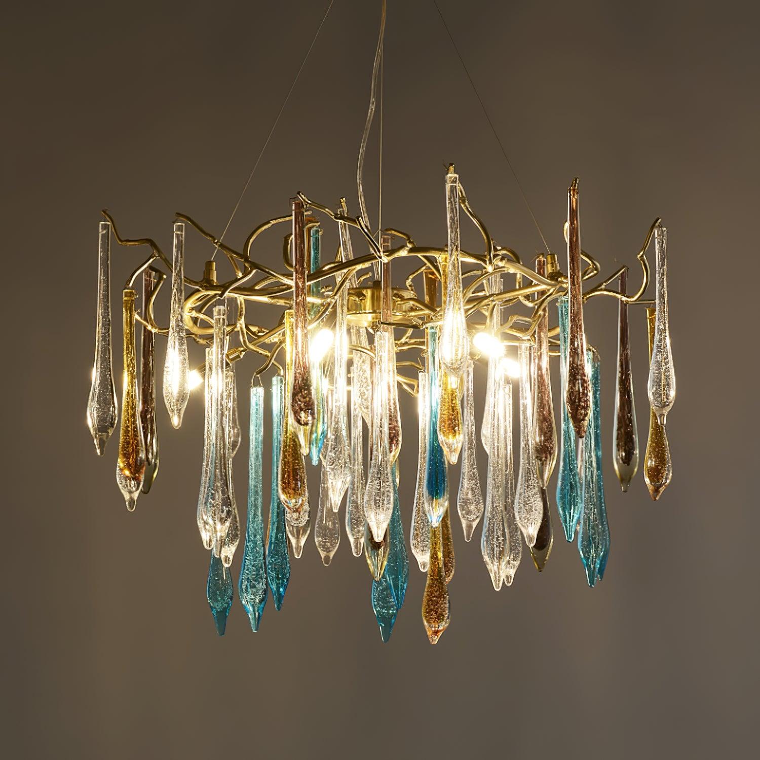 Aurora Chandelier Teardrop Glass Luxe - Letslighting