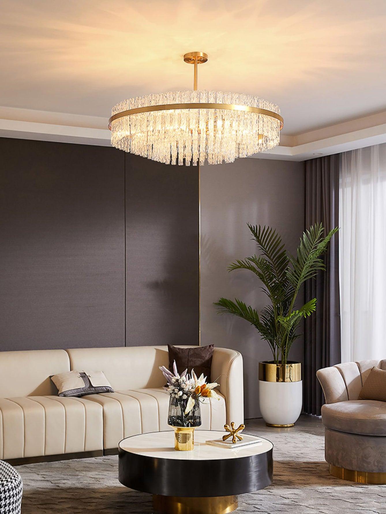 Lustra Chandelier Gold Clear Rod Elegant - Letslighting