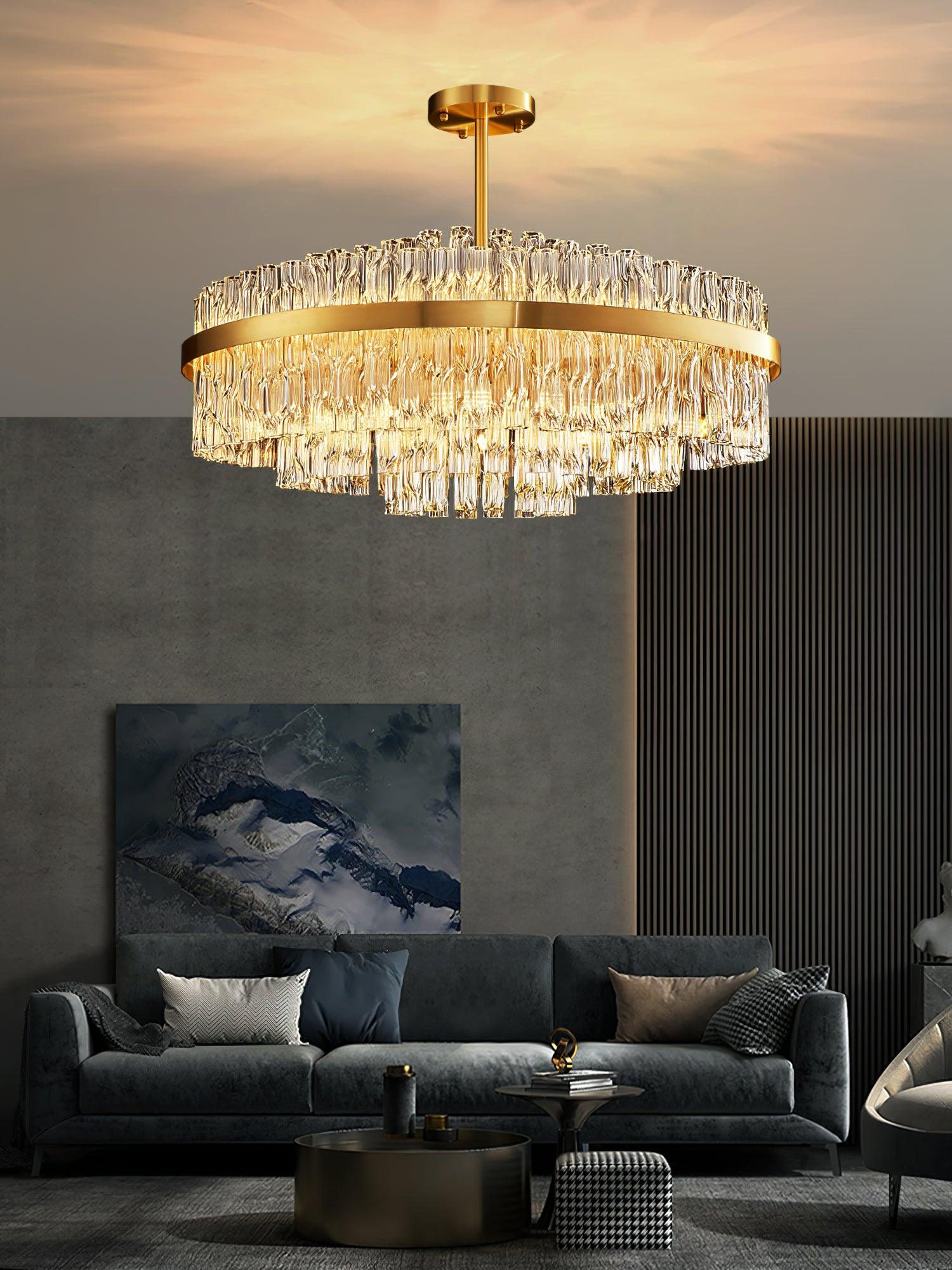 Lustra Chandelier Gold Clear Rod Elegant - Letslighting