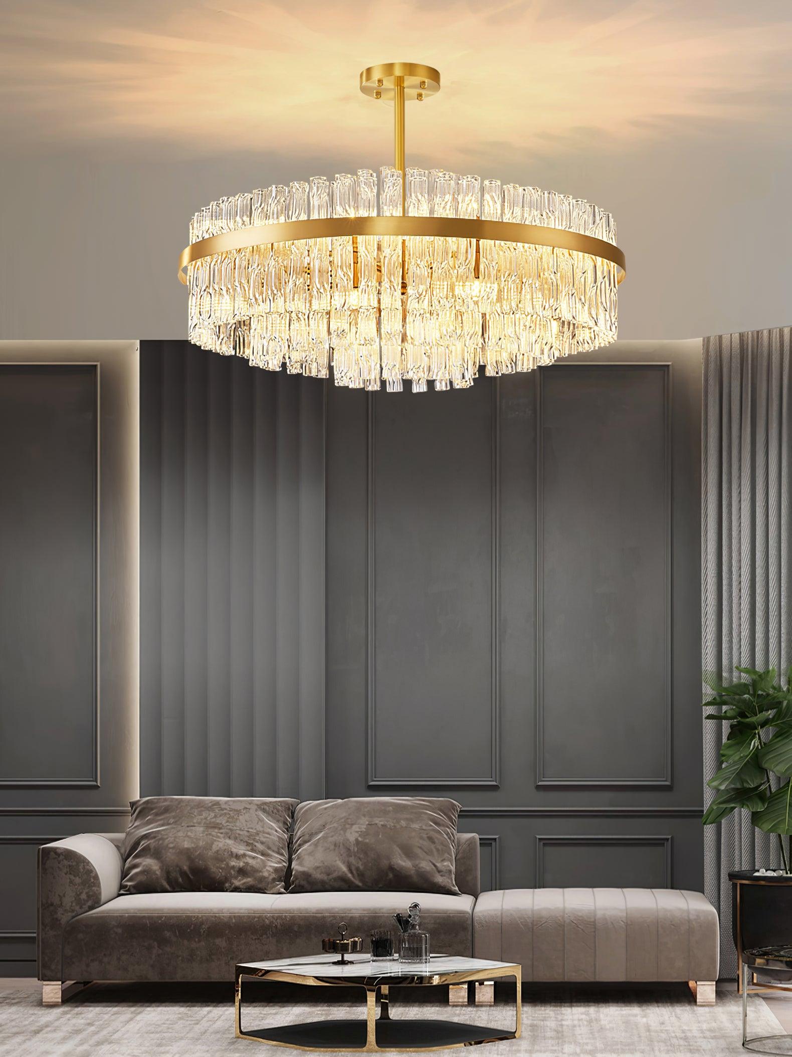 Lustra Chandelier Gold Clear Rod Elegant - Letslighting