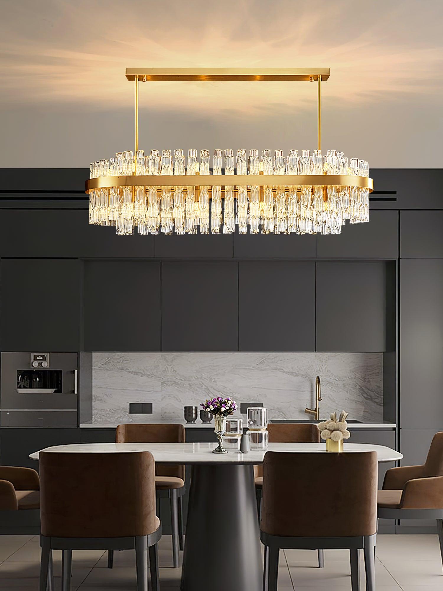 Lustra Chandelier Gold Clear Rod Elegant - Letslighting