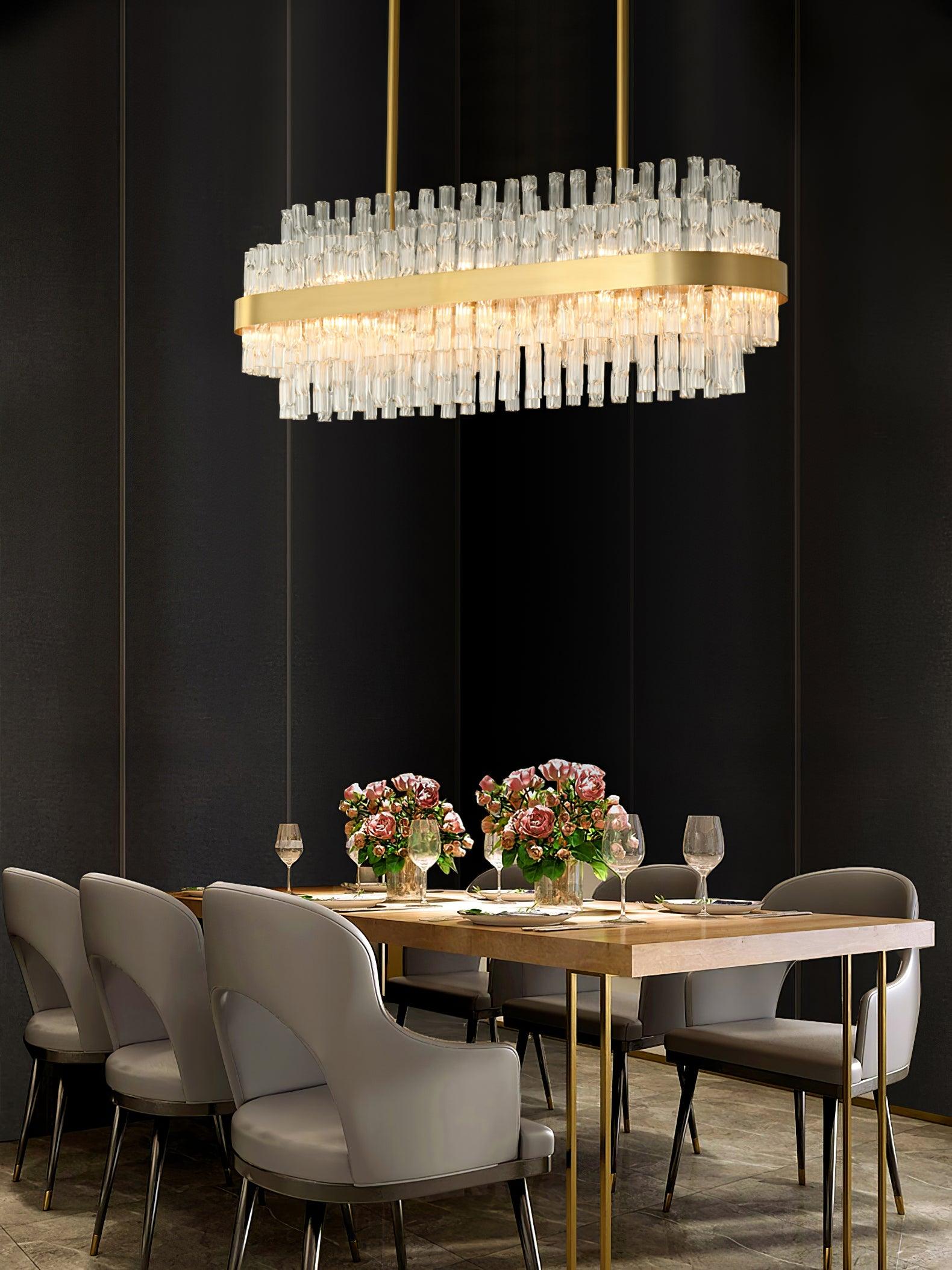 Lustra Chandelier Gold Clear Rod Elegant - Letslighting