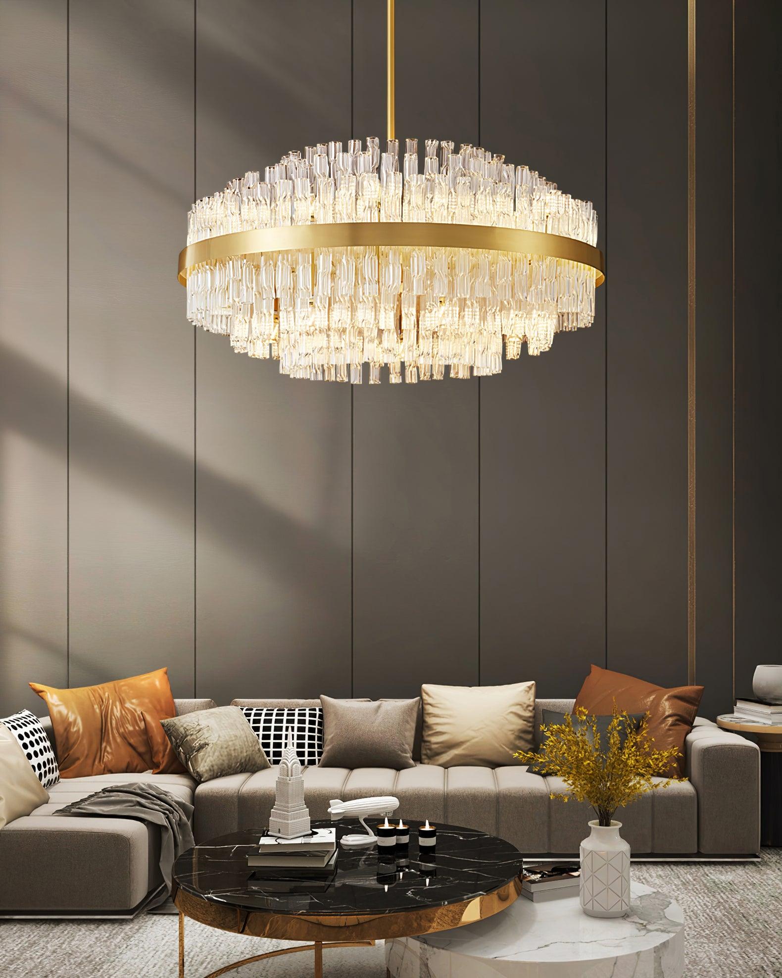 Lustra Chandelier Gold Clear Rod Elegant - Letslighting