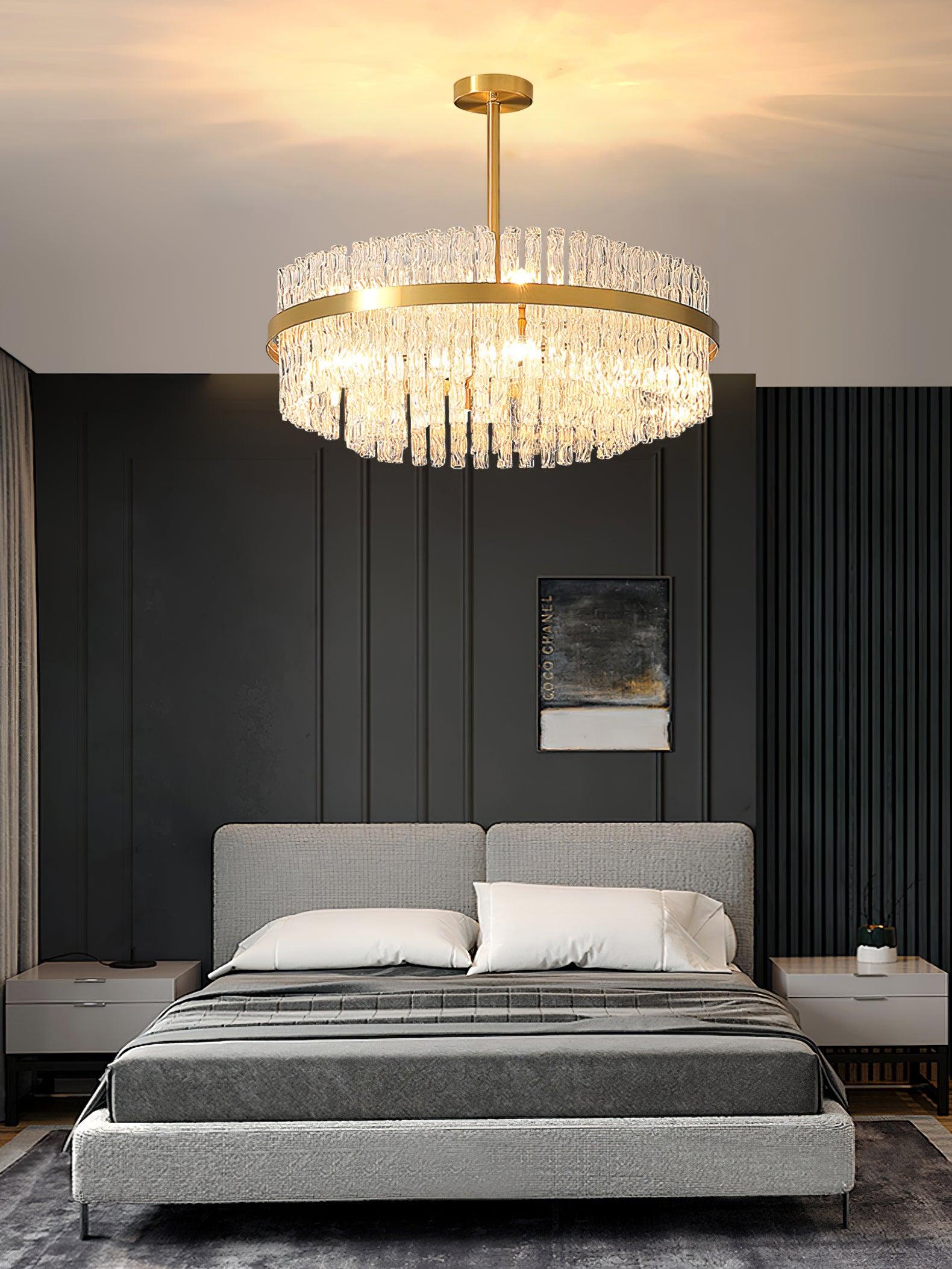 Lustra Chandelier Gold Clear Rod Elegant - Letslighting