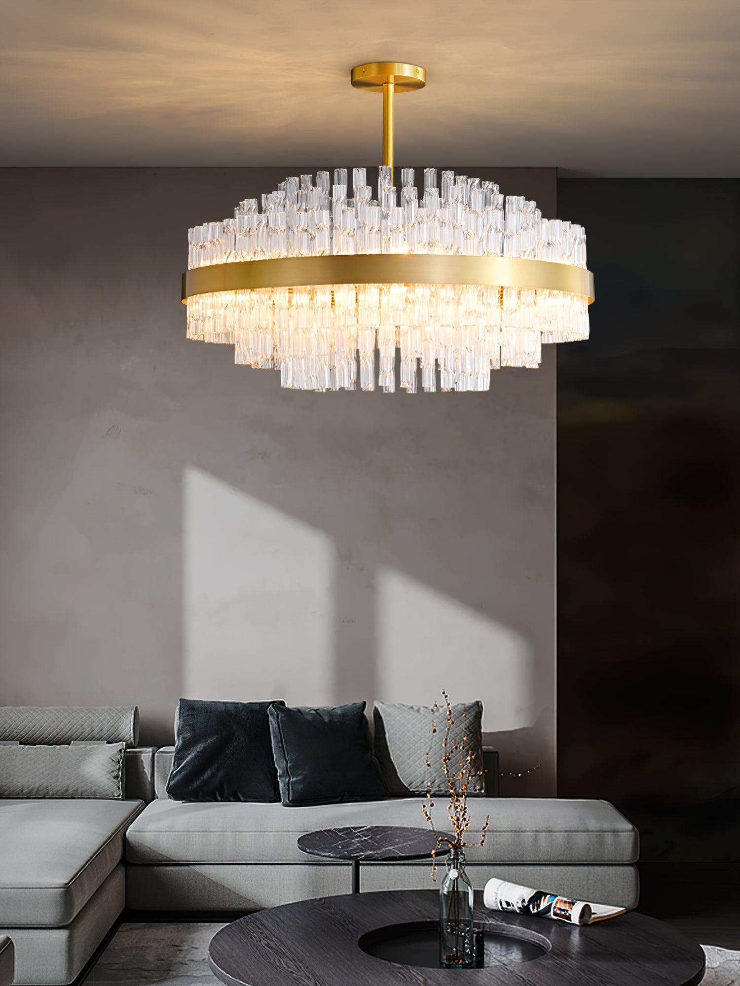 Lustra Chandelier Gold Clear Rod Elegant - Letslighting